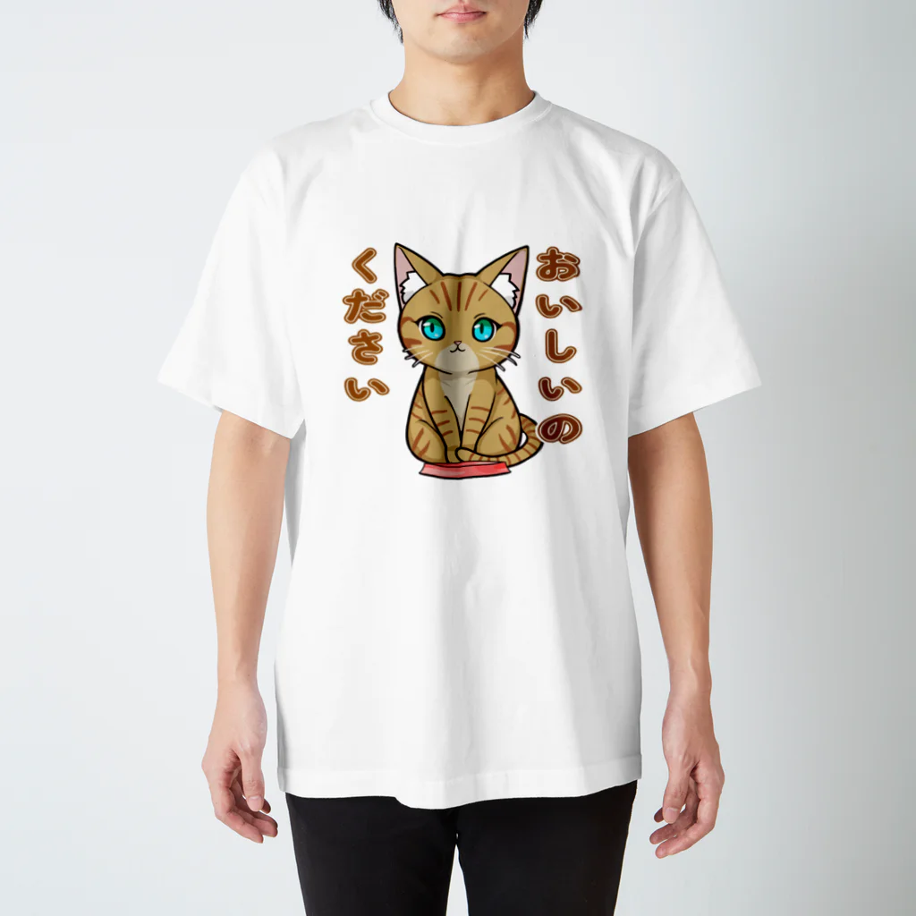 猫との風景のおいしいのください_茶トラ スタンダードTシャツ