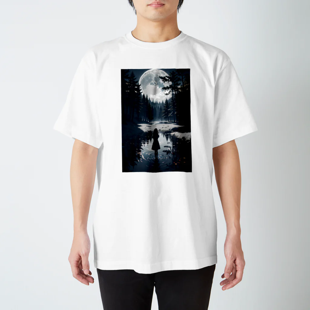 fantastic_AI-world【AIイラスト】の澄んだ月の夜 スタンダードTシャツ