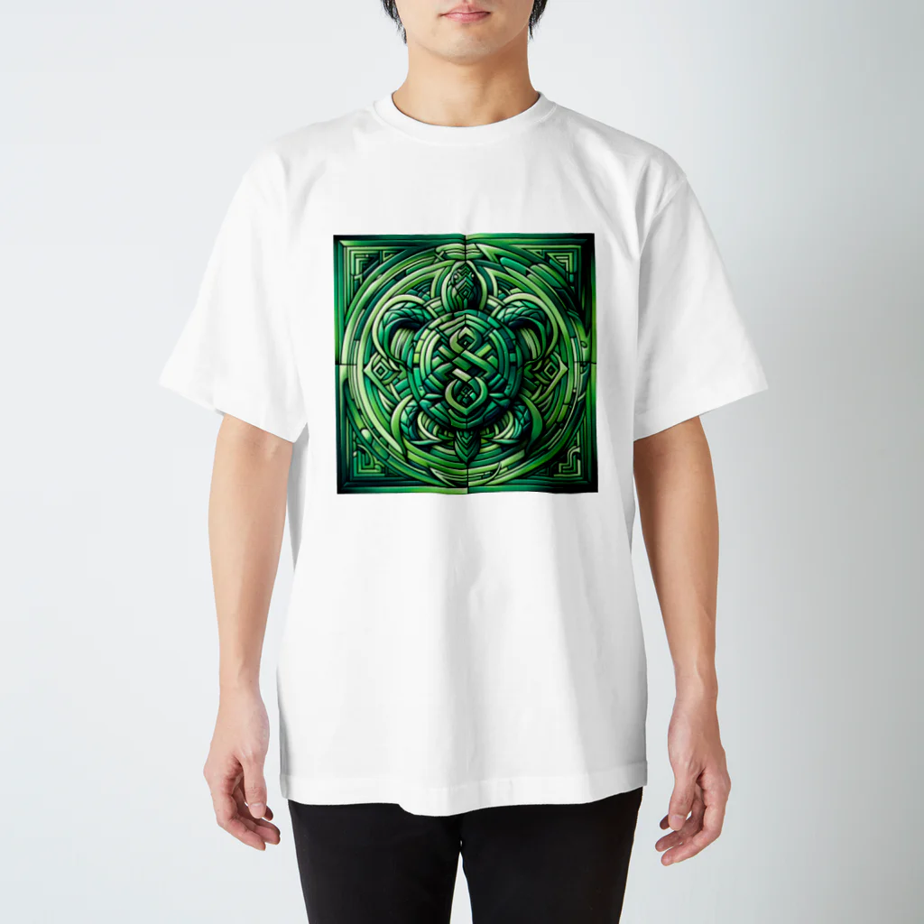 トトベス(T∴B∴M∴)🕊️の🐢玄武エメラルド護符🐍健康祈願、グラウンディング スタンダードTシャツ