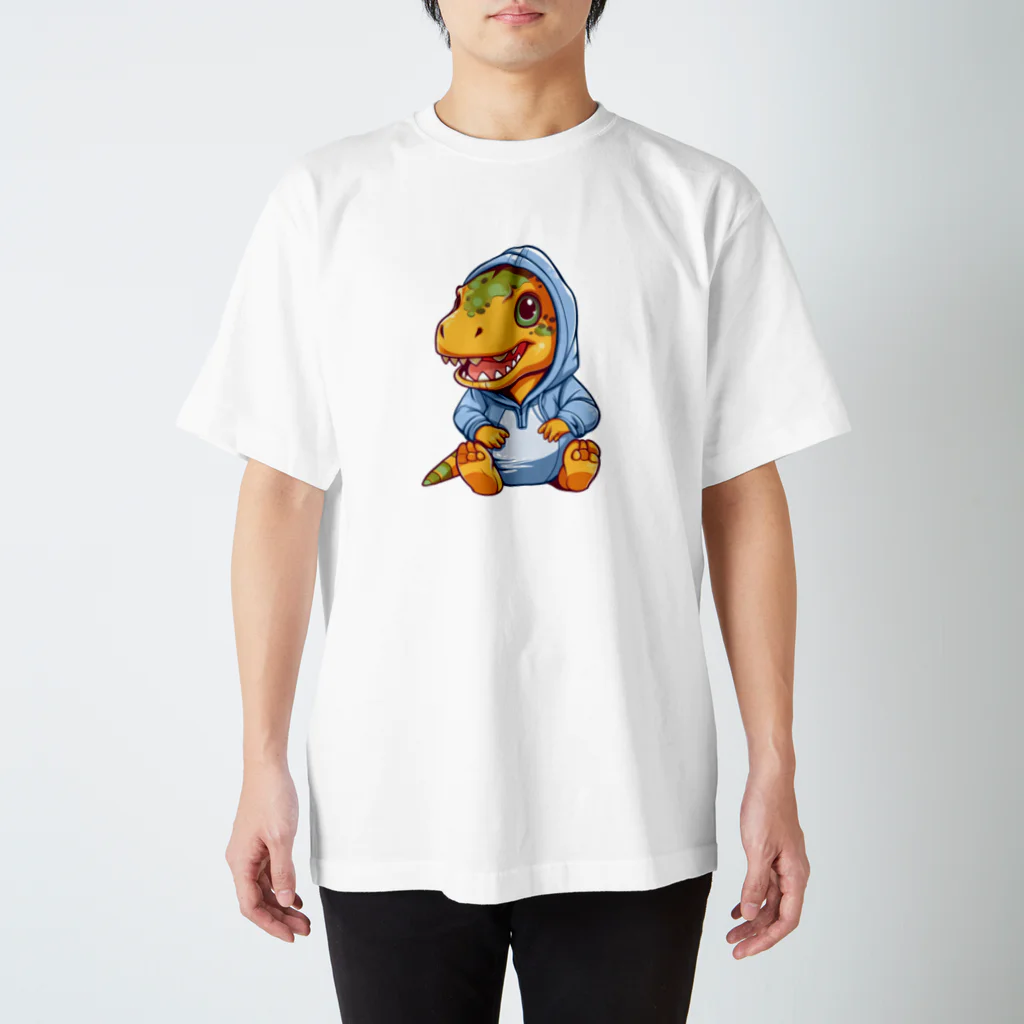 Vasetti_pressの青パーカーを着たティラノサウルス Regular Fit T-Shirt