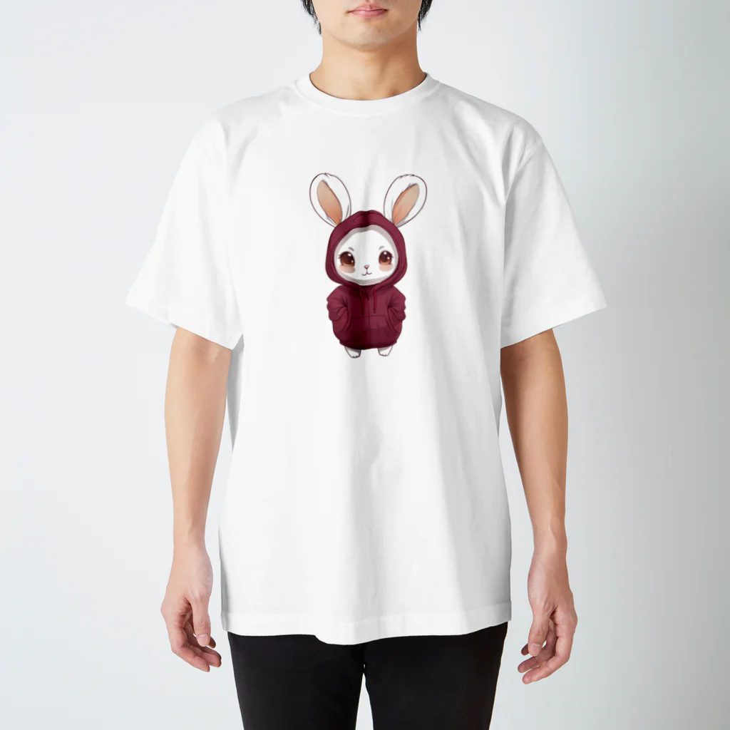 Vasetti_pressの赤パーカーを着ているうさぎちゃん スタンダードTシャツ