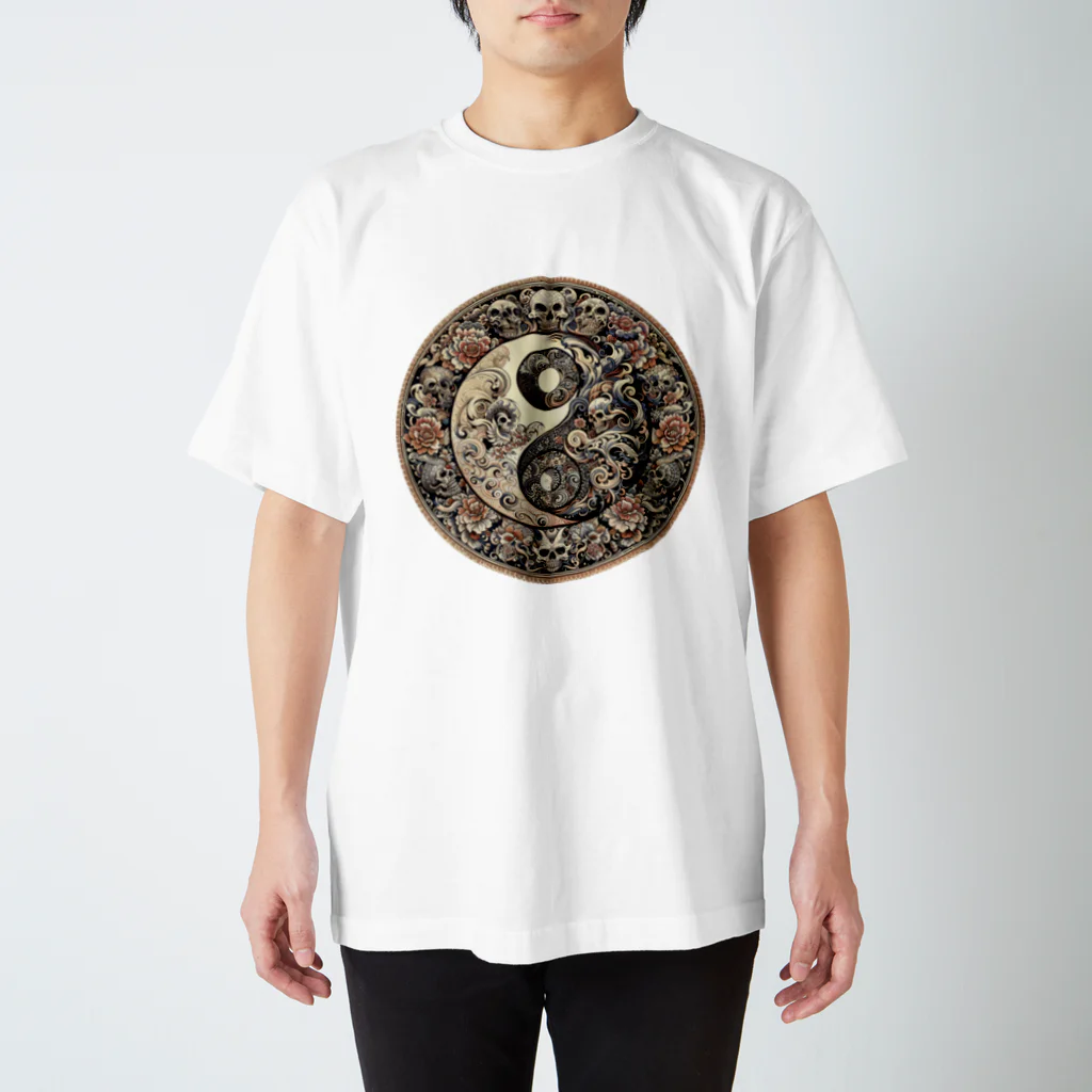 Ａ’ｚｗｏｒｋＳの髑髏曼荼羅陰陽太極図 CIRCLE スタンダードTシャツ