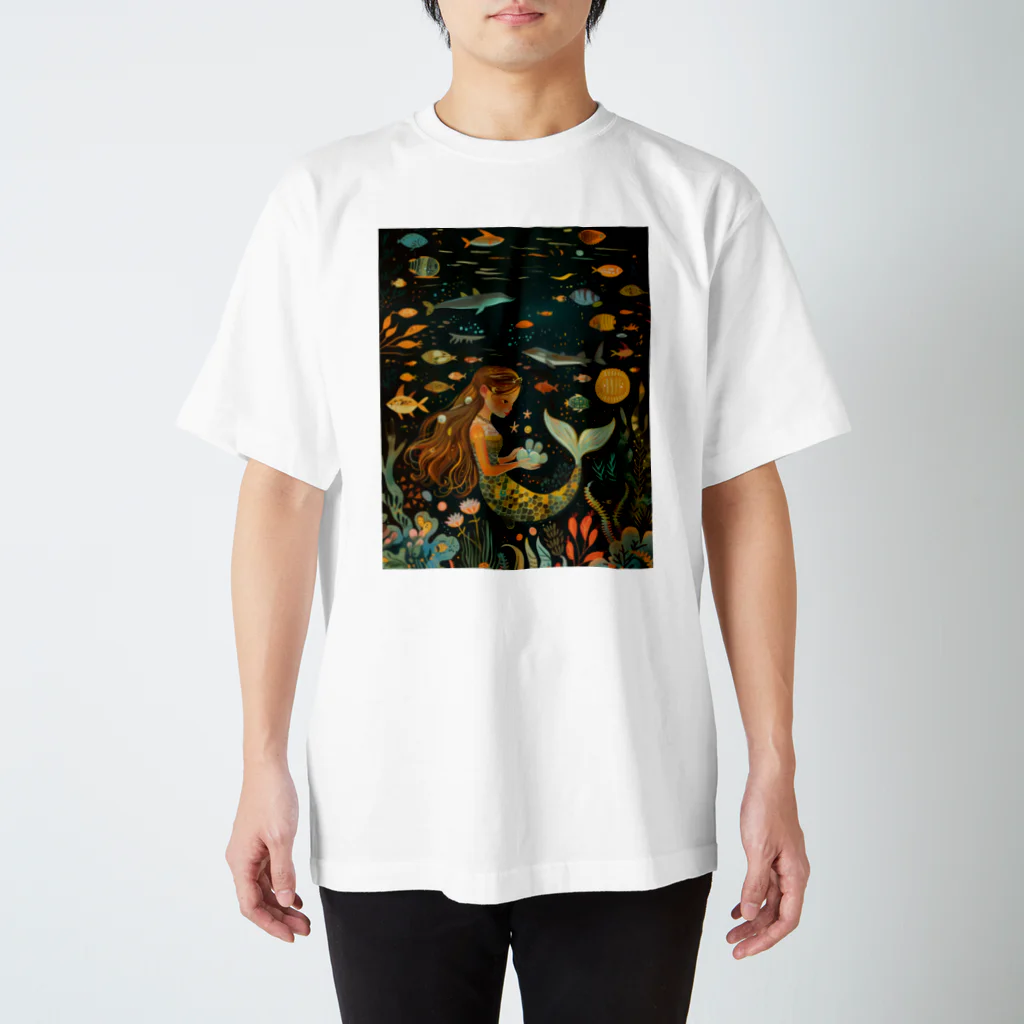 人魚堂の宝石を眺める人魚のＴシャツ スタンダードTシャツ