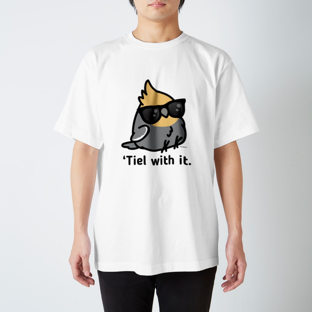 Cody the Lovebirdの【両面】Chubby Bird（背面）オカメインコ大集合　（表）サングラスをかけたオカメインコ Regular Fit T-Shirt