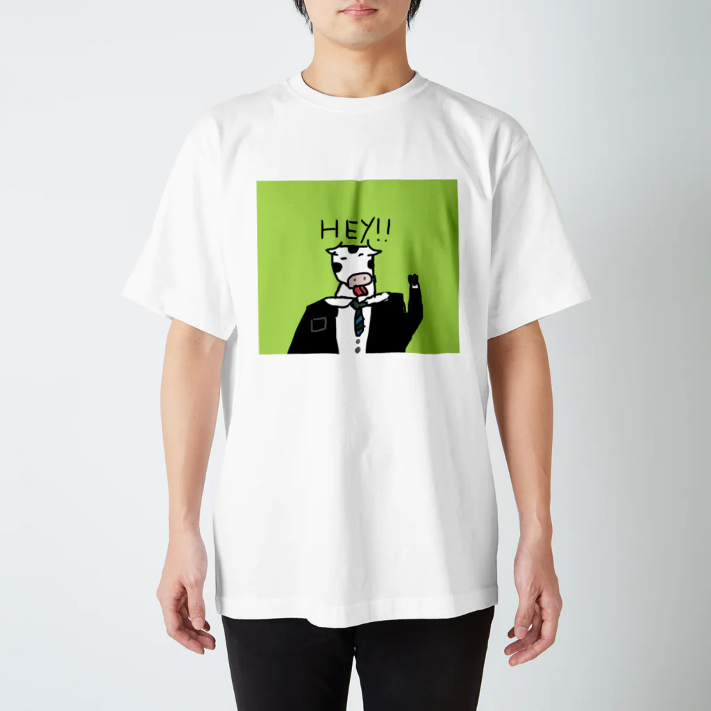 ゆる〜い動物ショップのHey!!牛 スタンダードTシャツ