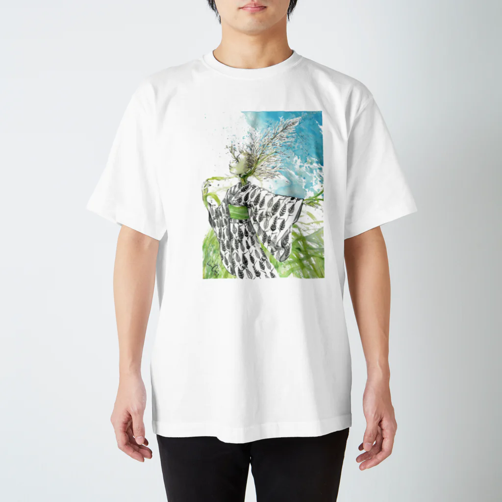 S_Bingata_NAHAのサトウキビ Girl Regular Fit T-Shirt