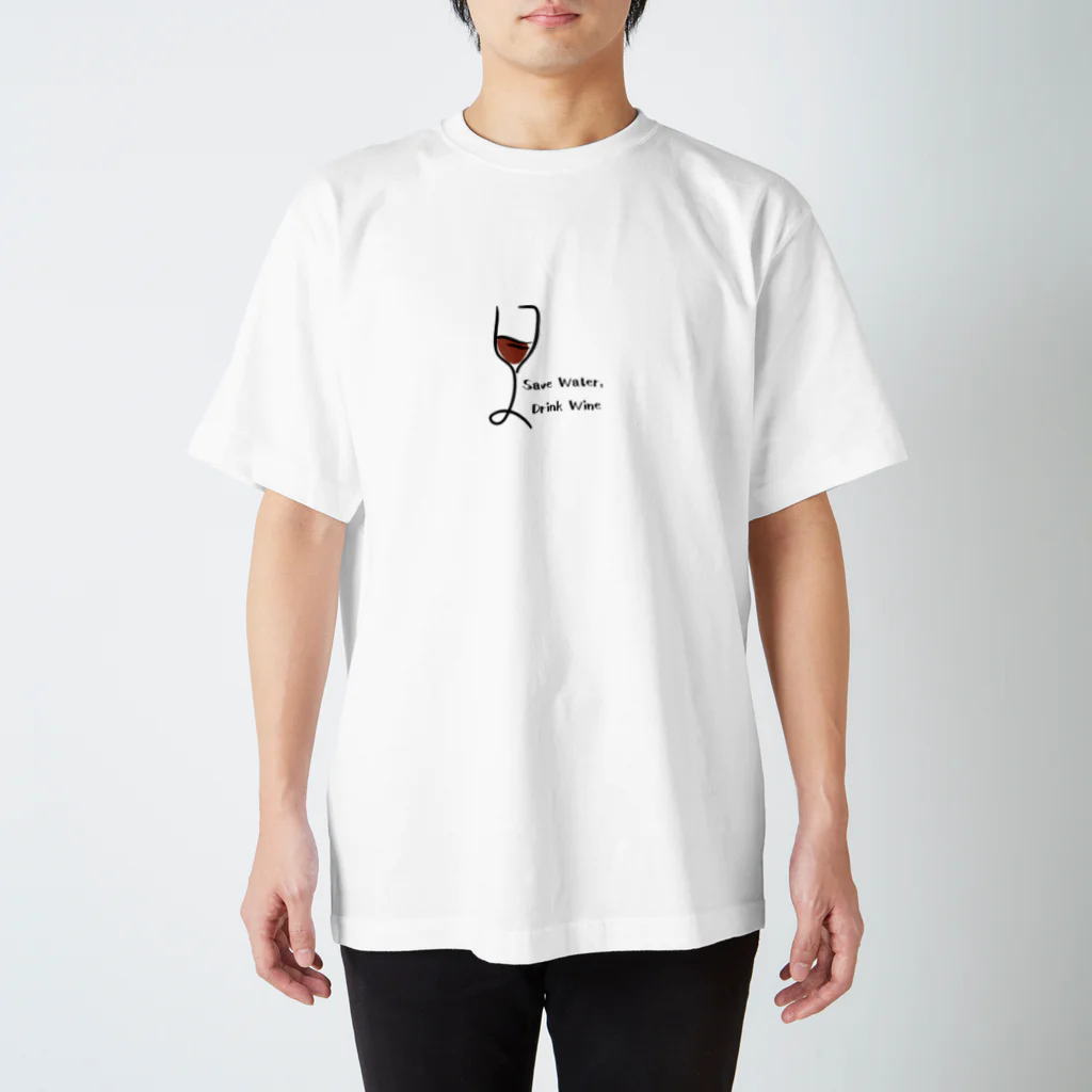 inuhakawaiiのSave Water, Drink Wine Regular Fit T-Shirt