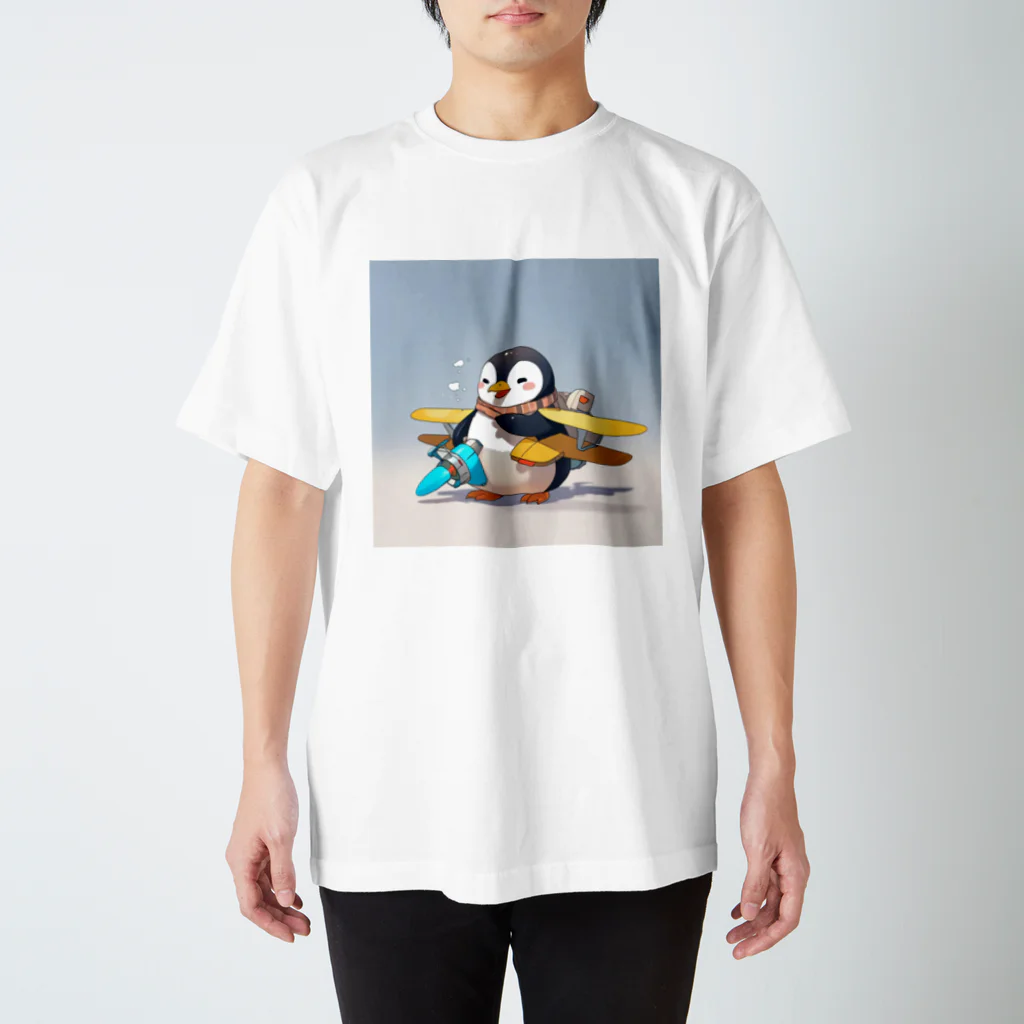 ganeshaのおもちゃの飛行機に乗ったかわいいペンギン Regular Fit T-Shirt