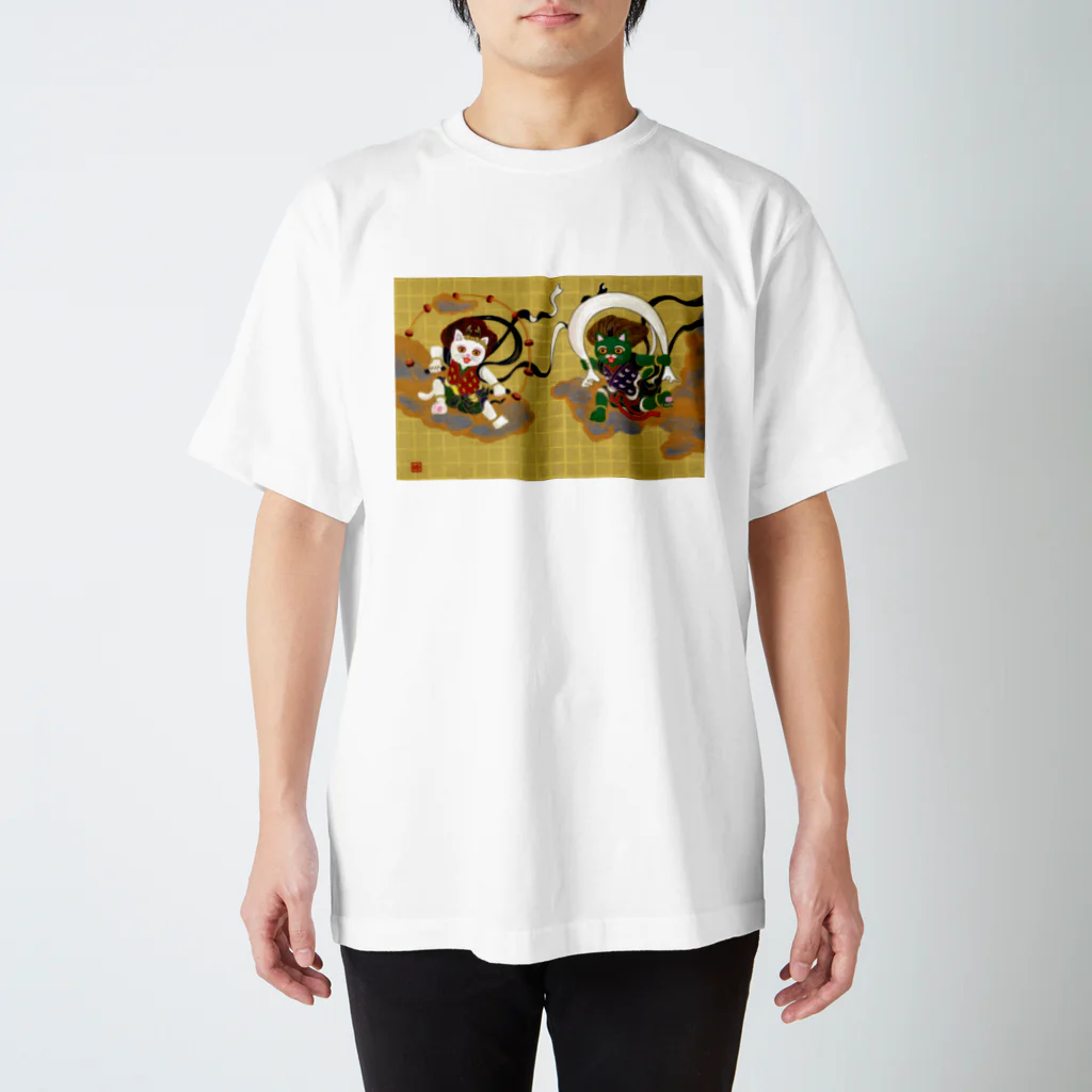 PUCHICA by Chicaco Toya @SUZURIのWind God and Thunder God / 風神雷神猫 ※Tシャツ Regular Fit T-Shirt