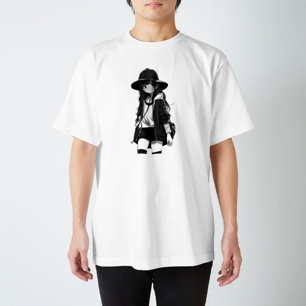 モノクロ美少女の悲しみ美少女モノクロ Regular Fit T-Shirt