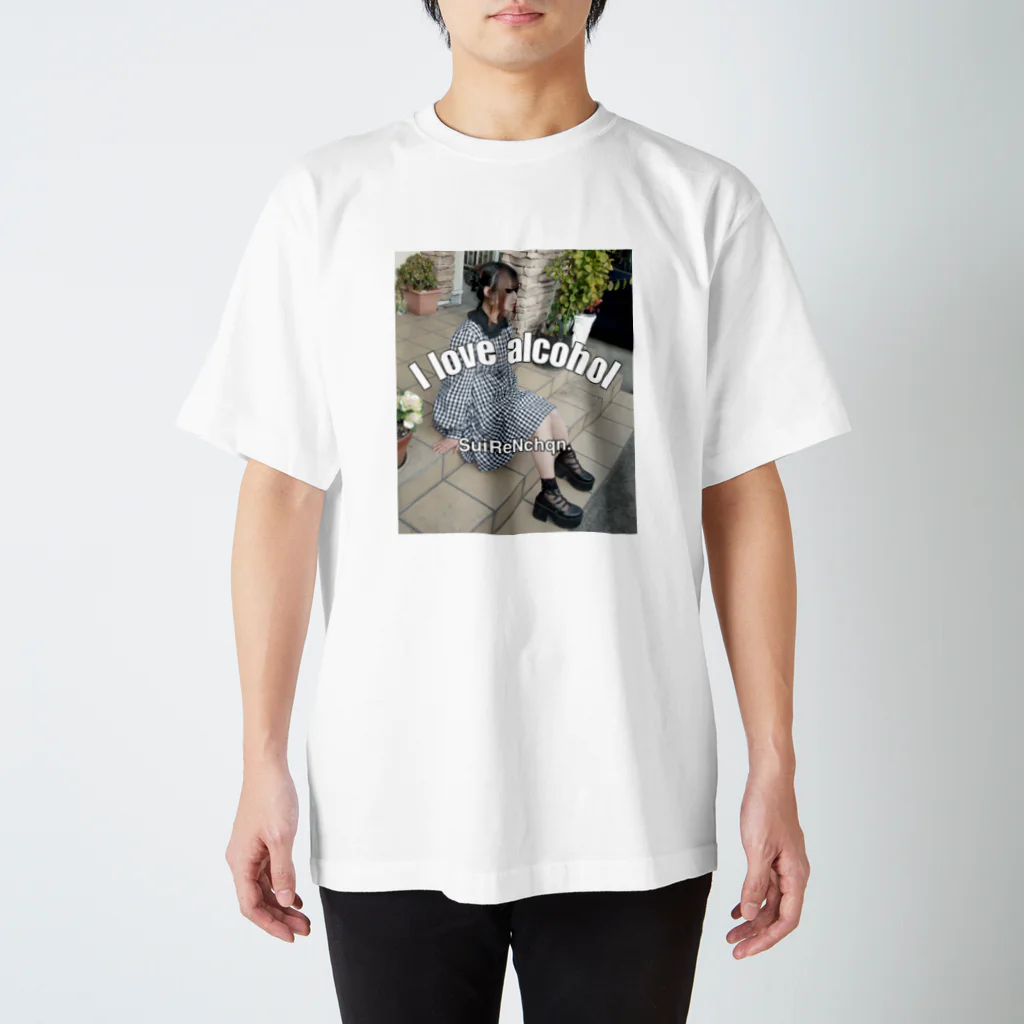 睡蓮ちゃんの睡蓮ちゃん アクリルスタンド I love alcohol Ver. Regular Fit T-Shirt