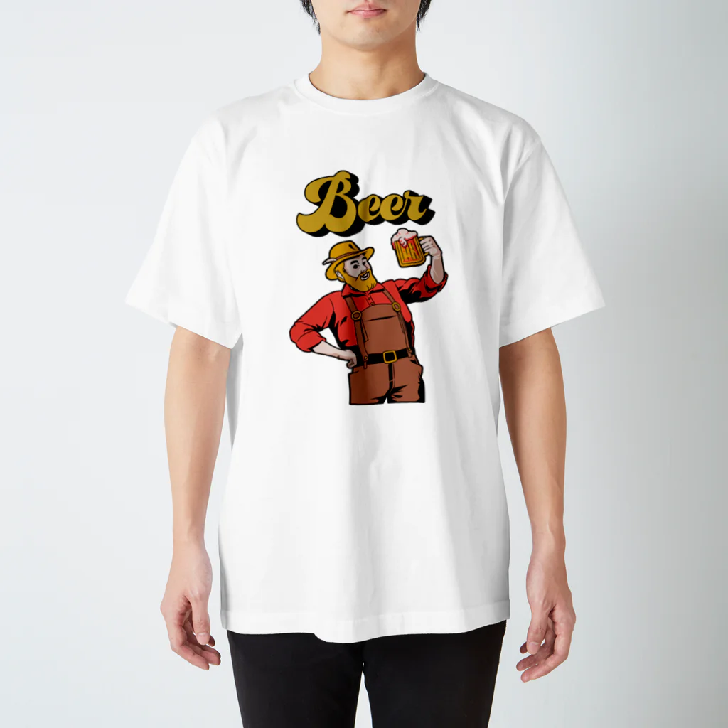 yokuneru taberuのビールおじさん スタンダードTシャツ