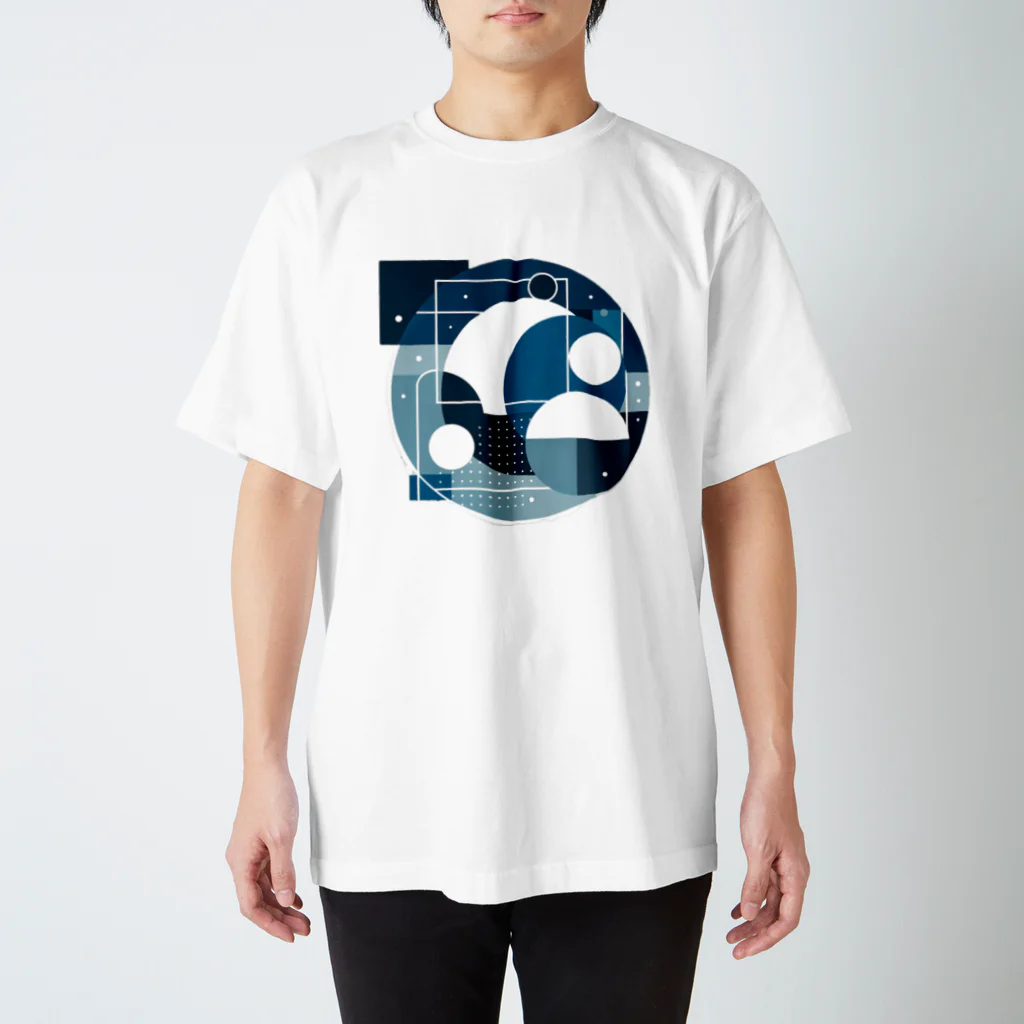 抽象画の世界の青と白の抽象画 Regular Fit T-Shirt