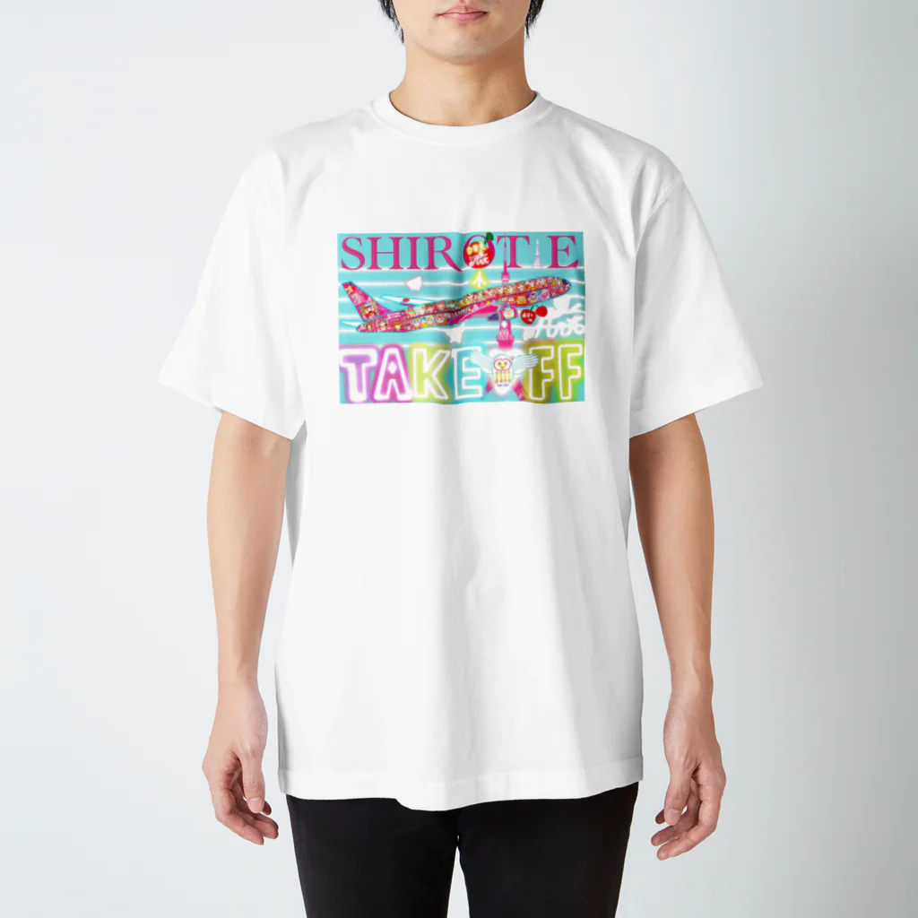 shirotae1012💝のTAKE OFF SHIROTAE SPECIAL DOTART🛫🗼💝🤍🩵 Regular Fit T-Shirt