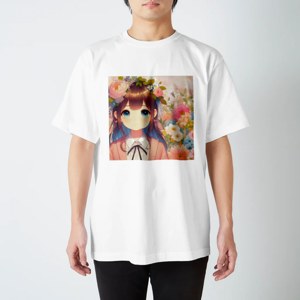 ピクセルパレットの可愛い女の子とお花10 スタンダードTシャツ