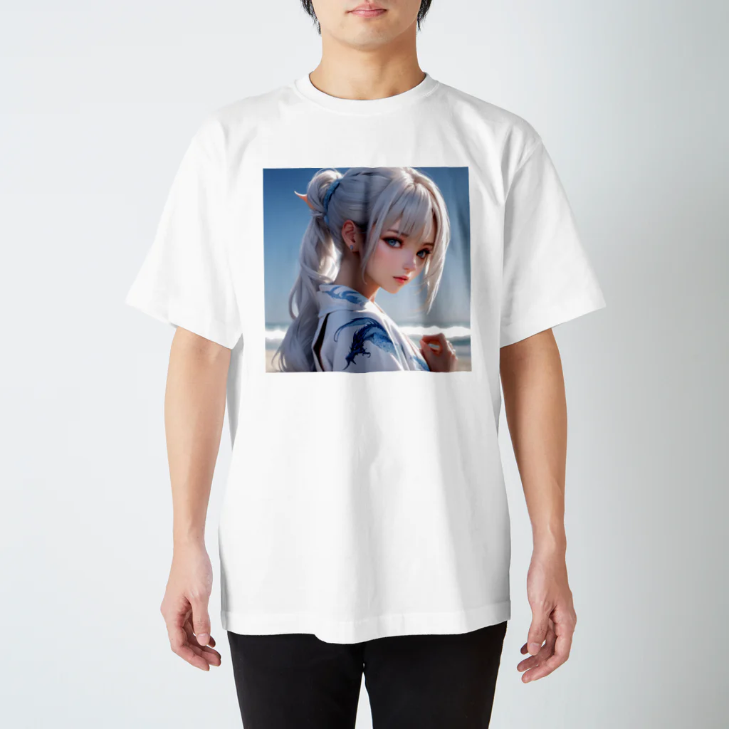 スカ次郎ショップの白髪和服美女シリーズ0001 スタンダードTシャツ