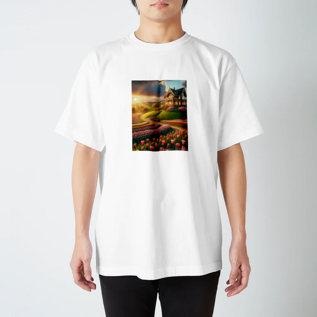 Nature_CanvasのNature Canvas アート・コレクションVol.2 ～ヒルサイド・ブロッサム (Hillside Blossom)～ Regular Fit T-Shirt