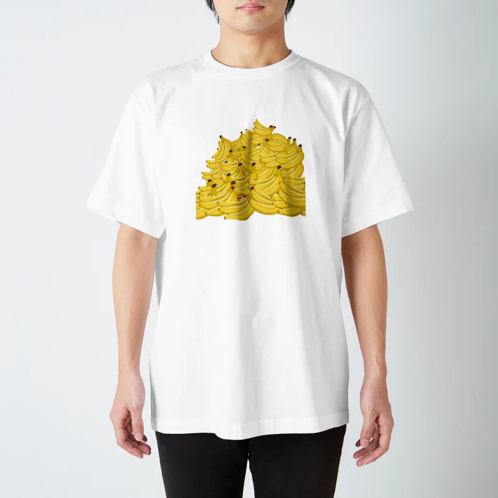 AI ZOO もふもふ商店のバナにゃんのかくれんぼ Regular Fit T-Shirt