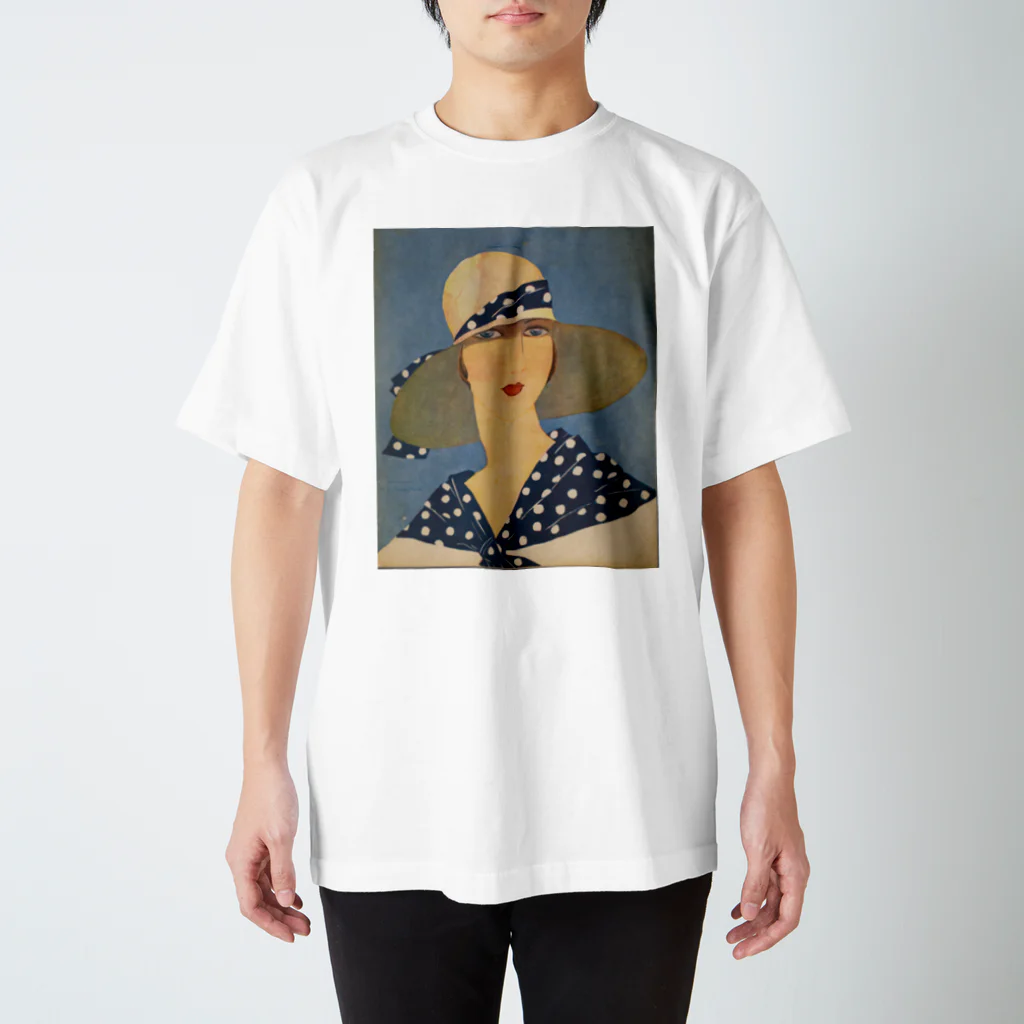 PALA's SHOP　cool、シュール、古風、和風、のlady wearing a sun hat スタンダードTシャツ