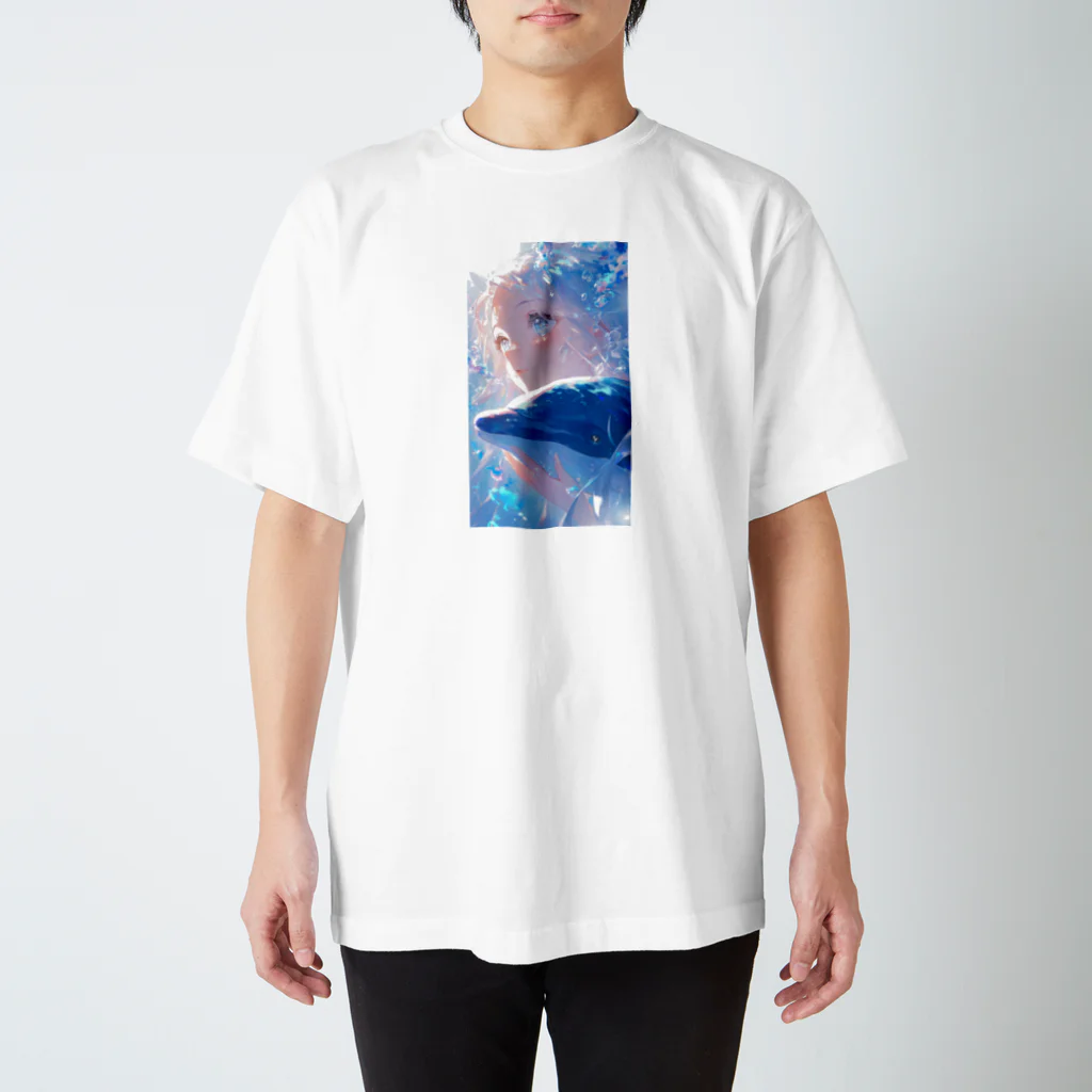 少女と神秘の出逢いのイルカと少女の出逢い Regular Fit T-Shirt