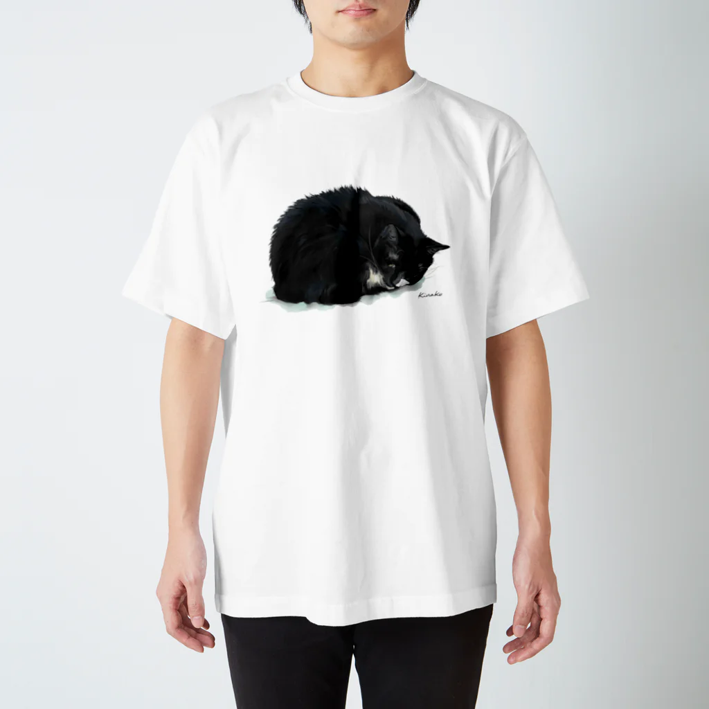 kinako-japanのこわがりなくつしたねこ スタンダードTシャツ