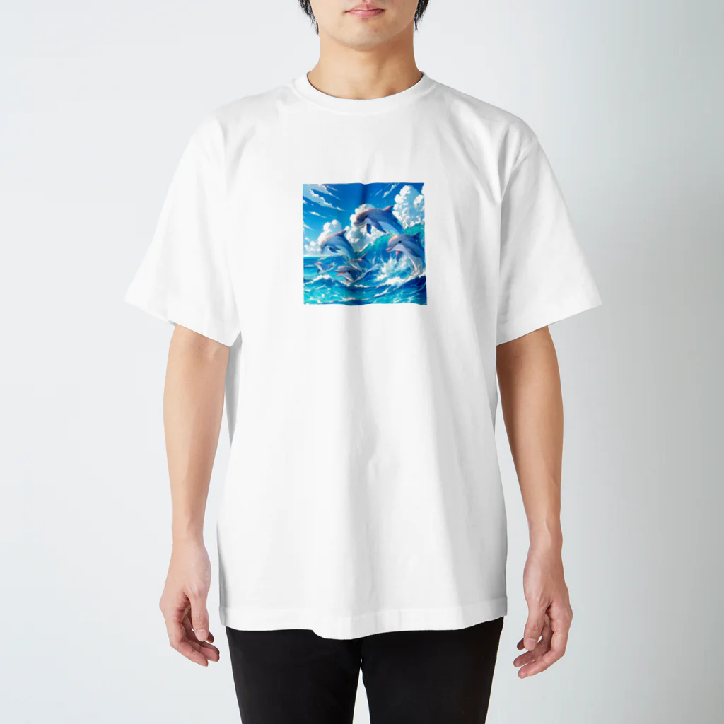 snow-birdの海で遊ぶイルカたちの楽しい風景 Regular Fit T-Shirt