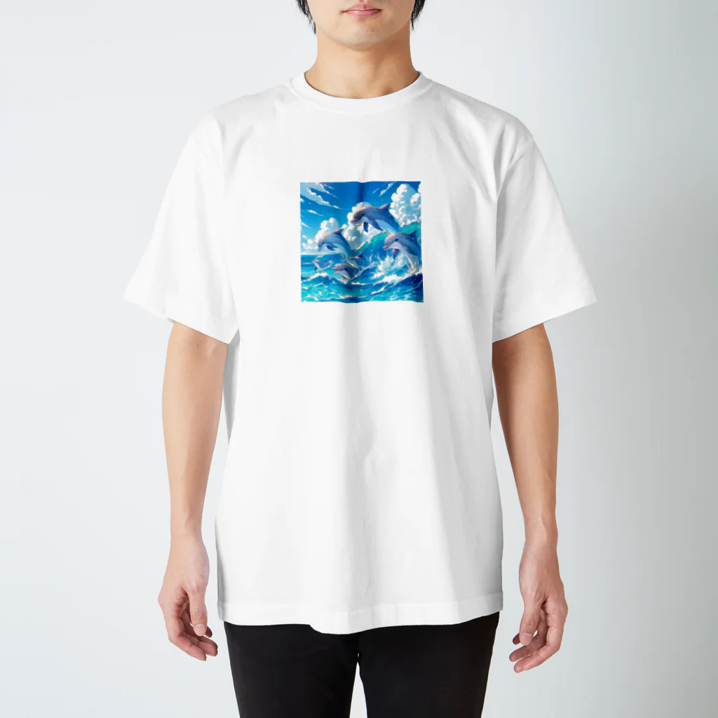 snow-birdの海で遊ぶイルカたちの楽しい風景 スタンダードTシャツ