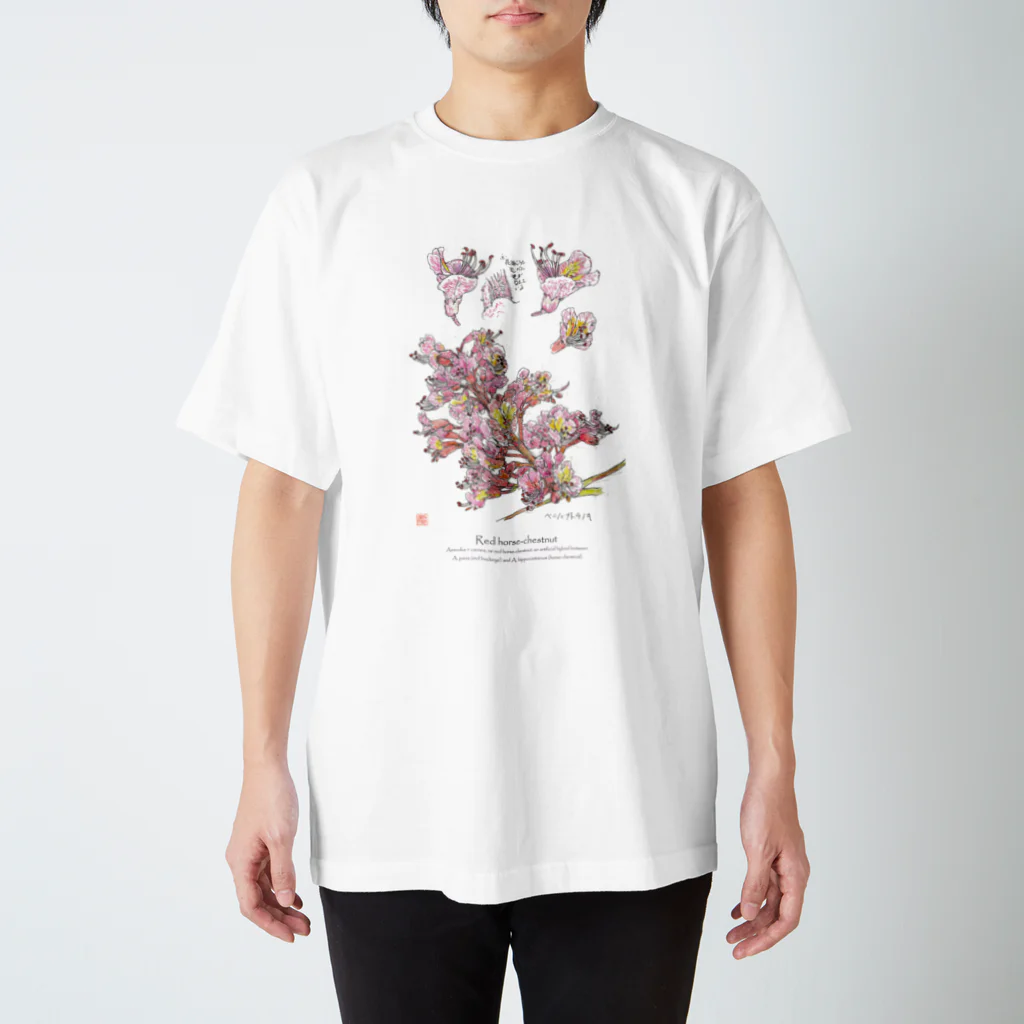 茄椅菰の博物画教室の博物画　ベニバナトチノキの花のTシャツ Regular Fit T-Shirt