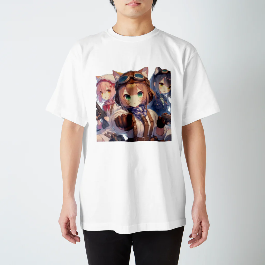 SWQAの猫パイロット仲間たち スタンダードTシャツ