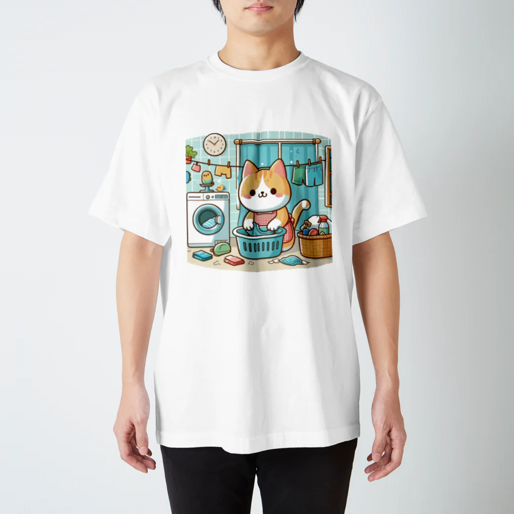 葉っぱのねこ　洗濯日和 スタンダードTシャツ