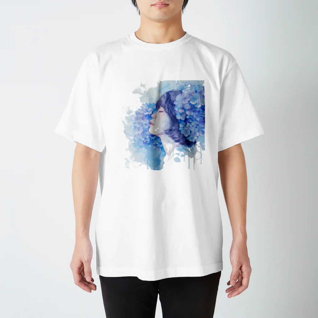 AQUAMETAVERSEの紫陽花と美女 スタンダードTシャツ