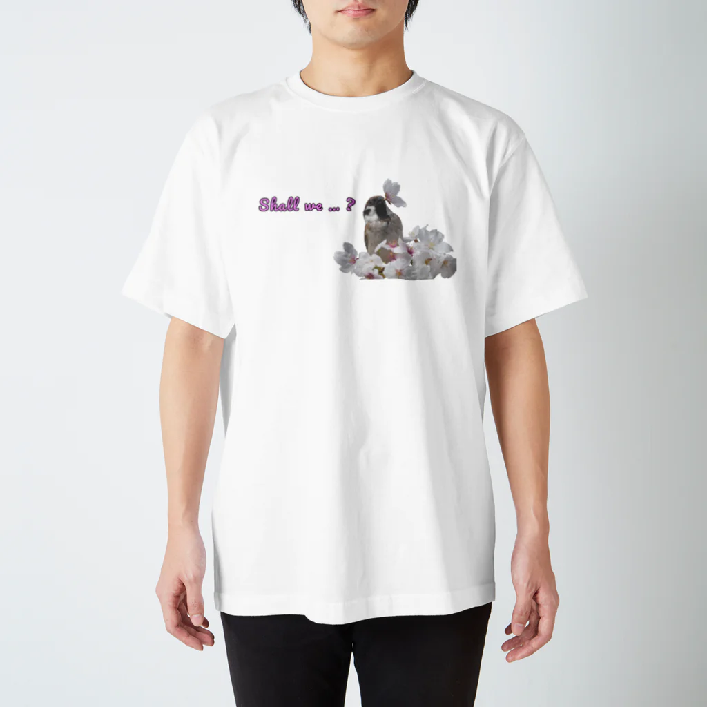 旅するスズメのShall we 雀 スタンダードTシャツ