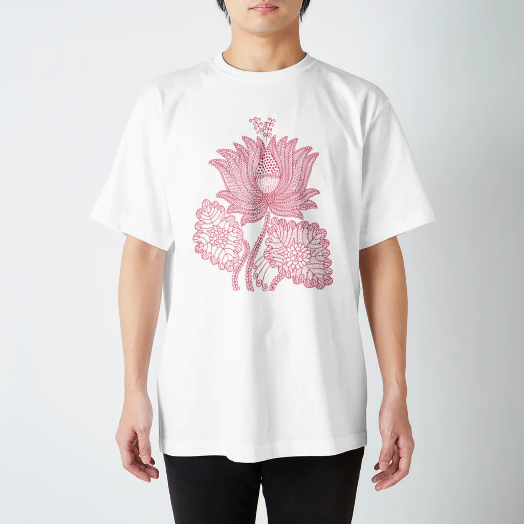 TSUTOMUiDaのTSUTOMUiDa_drawing38_RED LOTUS Regular Fit T-Shirt