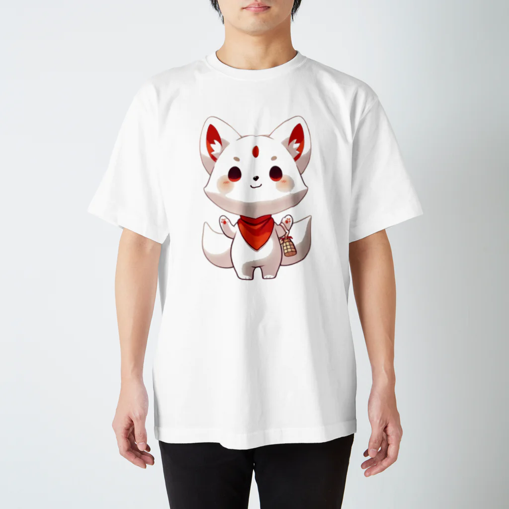 大江戸花火祭りのInari Fox Charm Magic～稲荷の狐5 スタンダードTシャツ