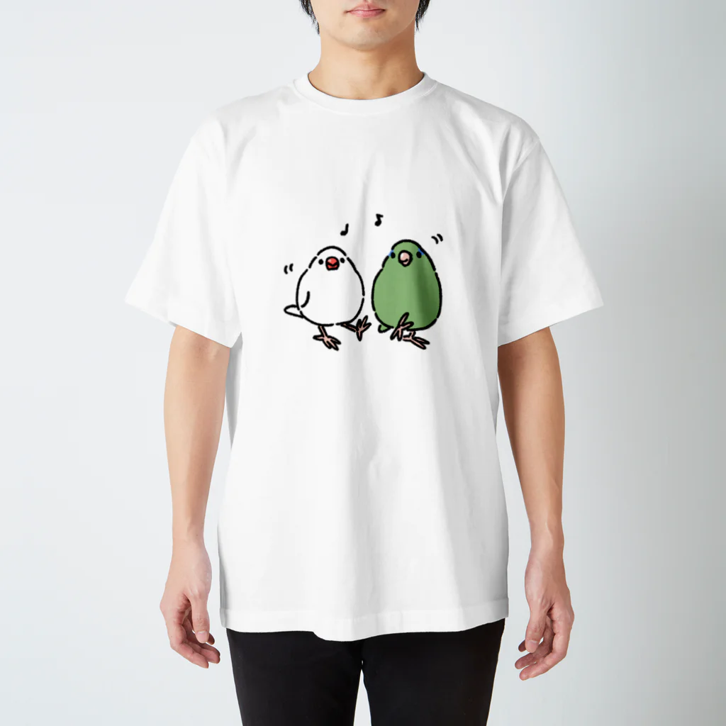 小鳥ハウスの文鳥とマメルリハインコ Regular Fit T-Shirt