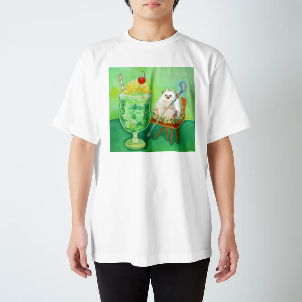 せど はるなのSUZURI shopのクリームソーダ-oil painting 大きめプリント Regular Fit T-Shirt