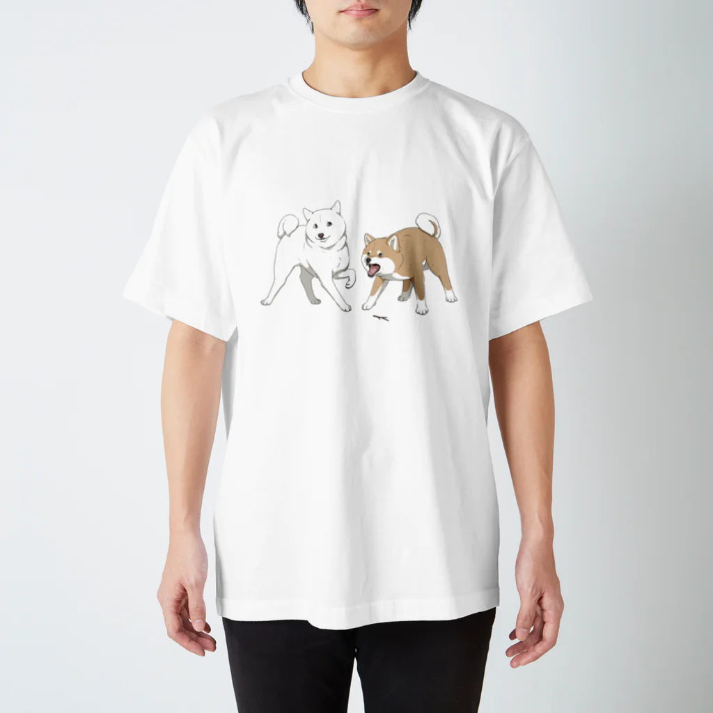 Azuma_tanukiの-阿吽- 柴犬(白×赤) スタンダードTシャツ