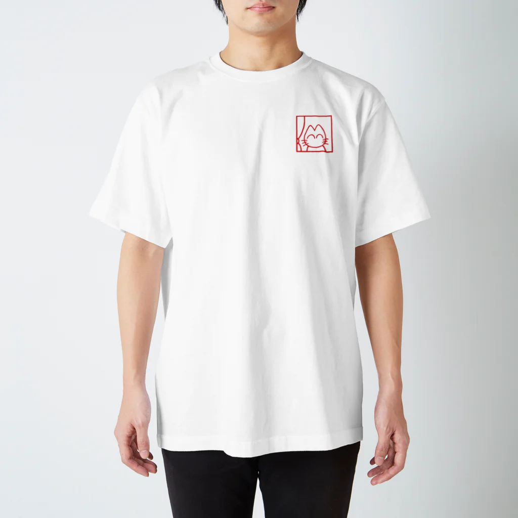 knockin-bluesのねこ達(赤)・前面オフィシャル猫Ver Regular Fit T-Shirt