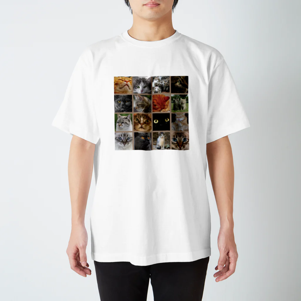 funny-boneの猫にゃ パッチワーク風 cat patchwork Regular Fit T-Shirt