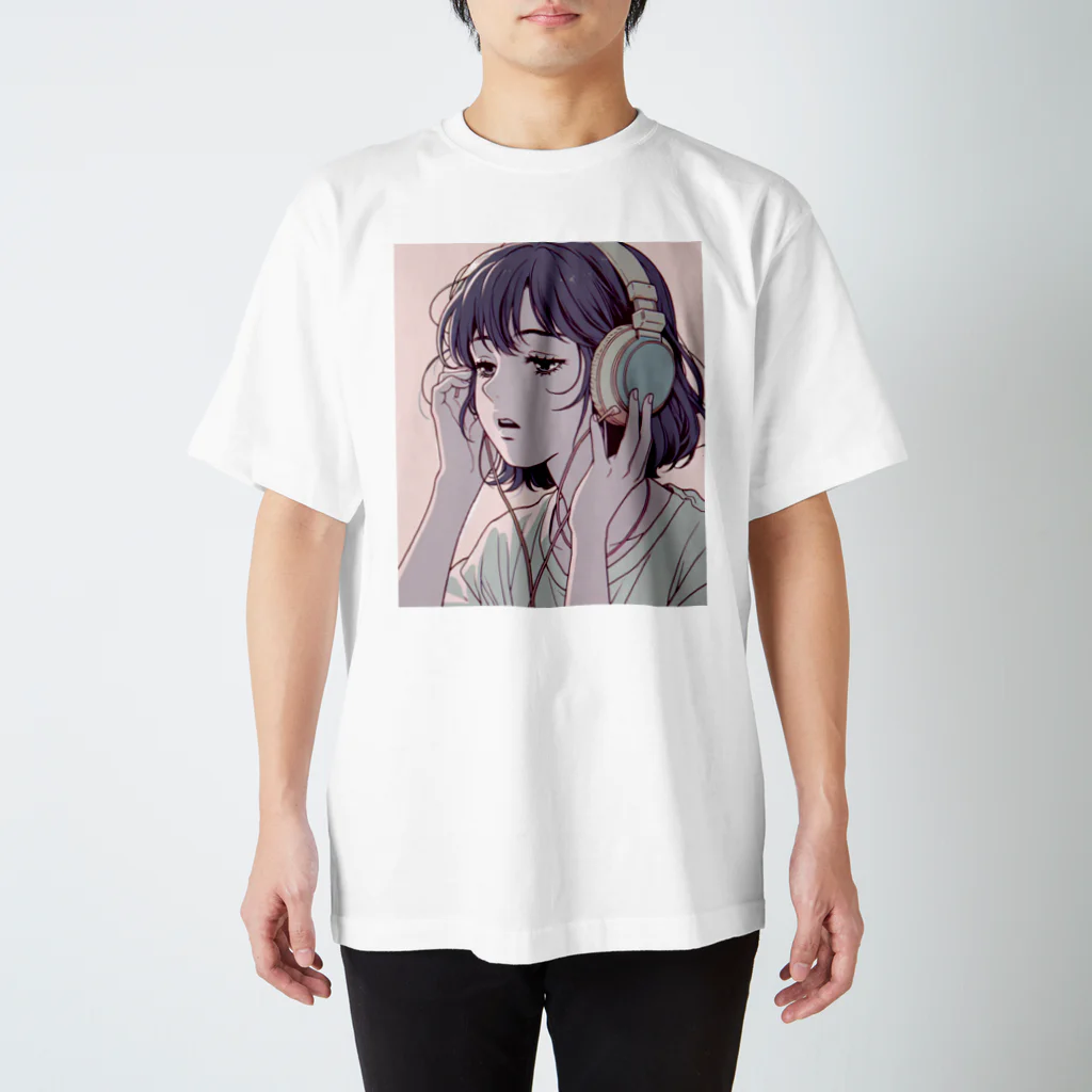 lamlamのヘッドフォンをしている女の子 スタンダードTシャツ