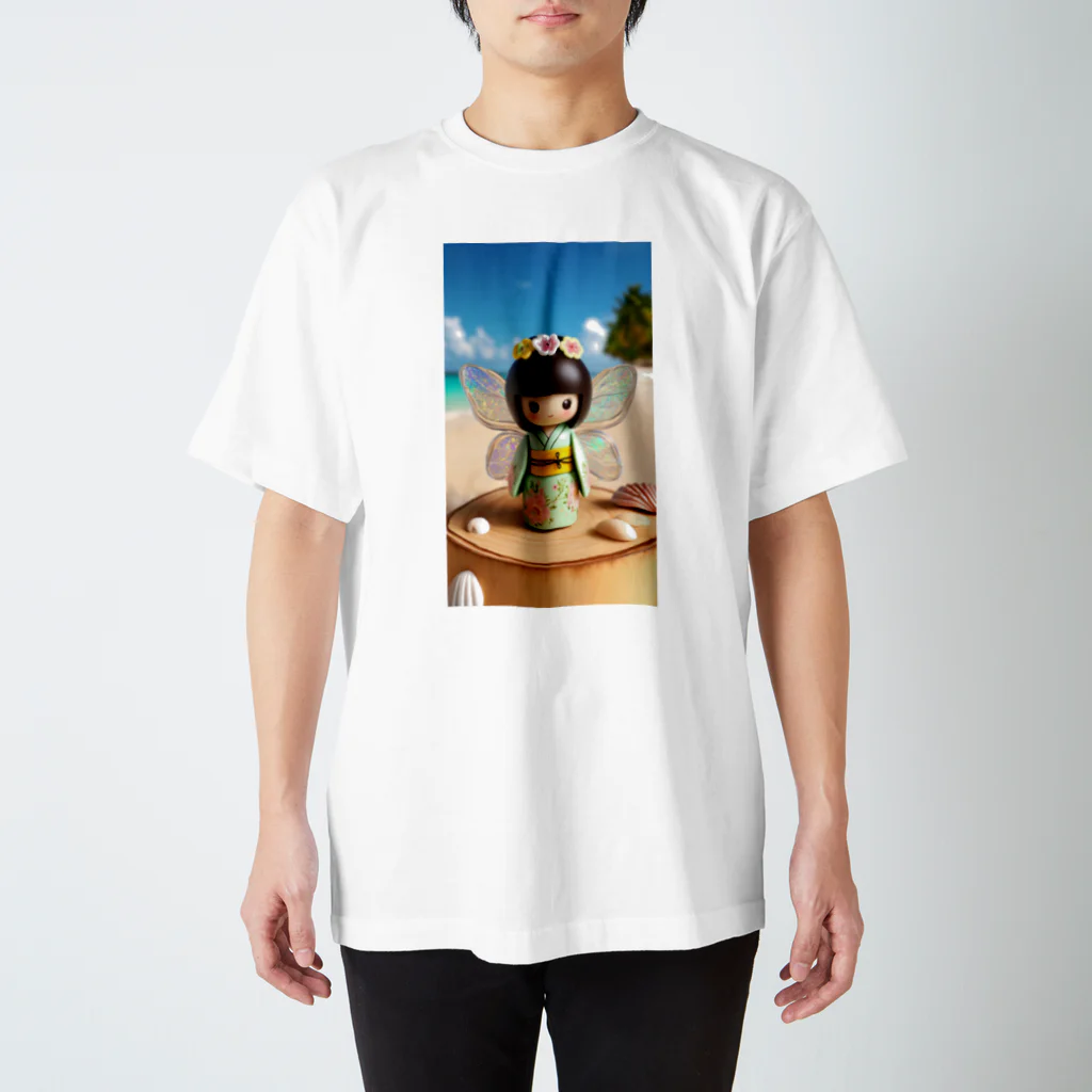 ぷぷオレンジの海の妖精こけしちゃん Regular Fit T-Shirt