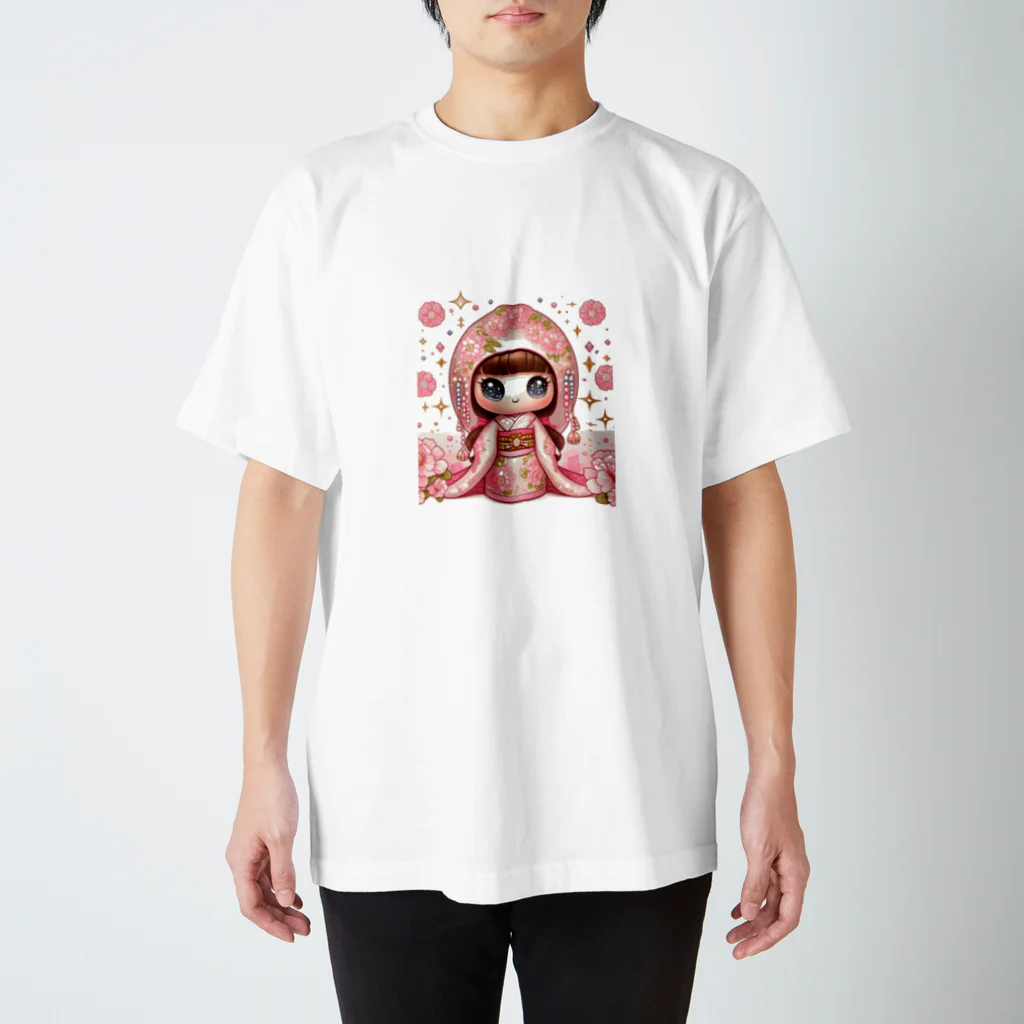 ぷぷオレンジのキラキラ花ミックスこけしちゃん Regular Fit T-Shirt