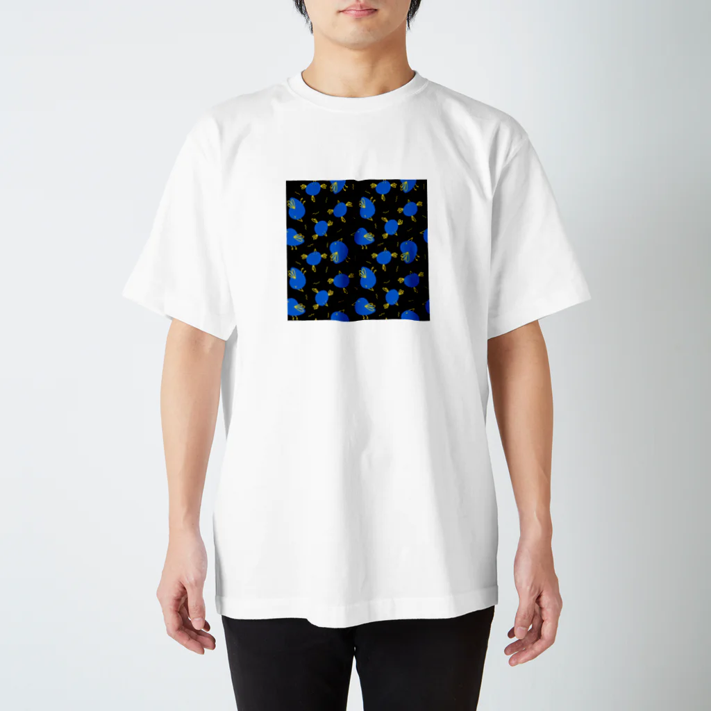 tmtmshopの幸せの青い鳥、黒 Regular Fit T-Shirt