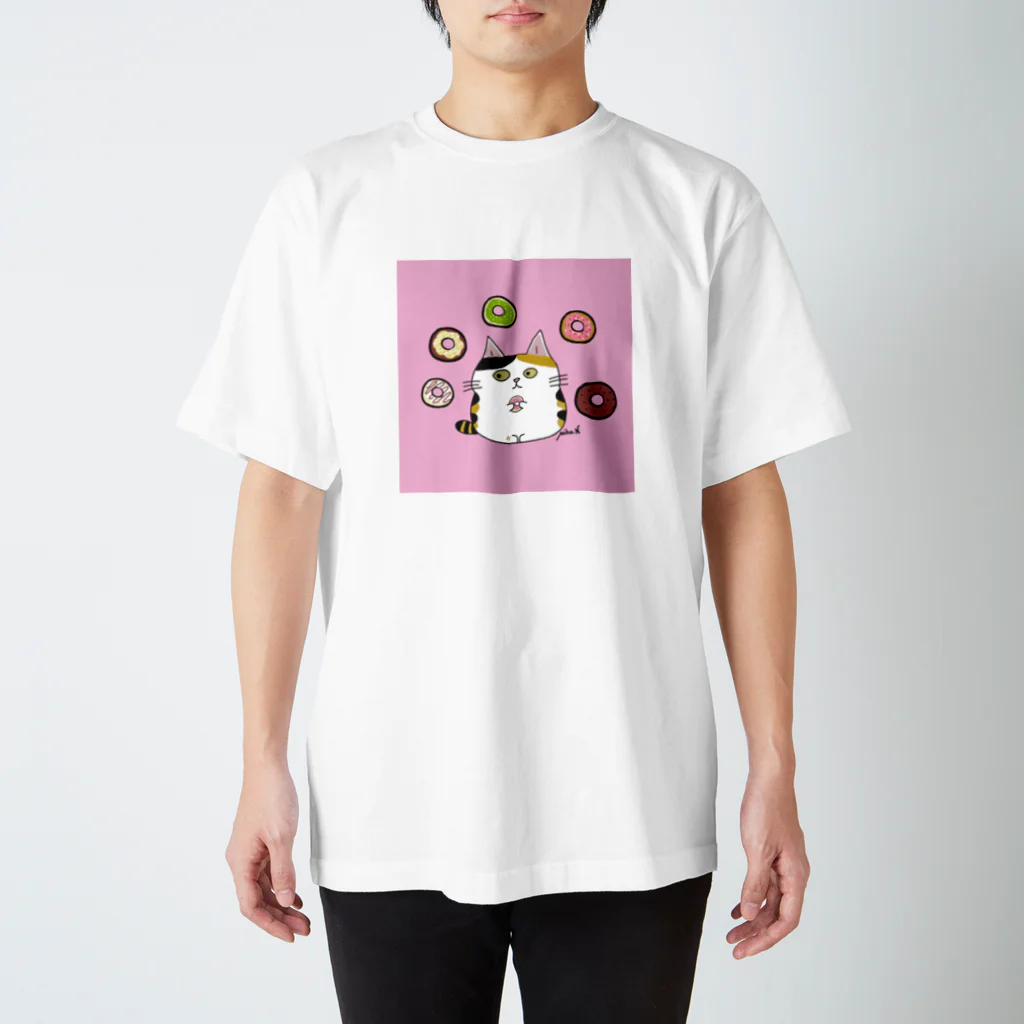 MIe-styleのドーナツみぃにゃんピンク スタンダードTシャツ