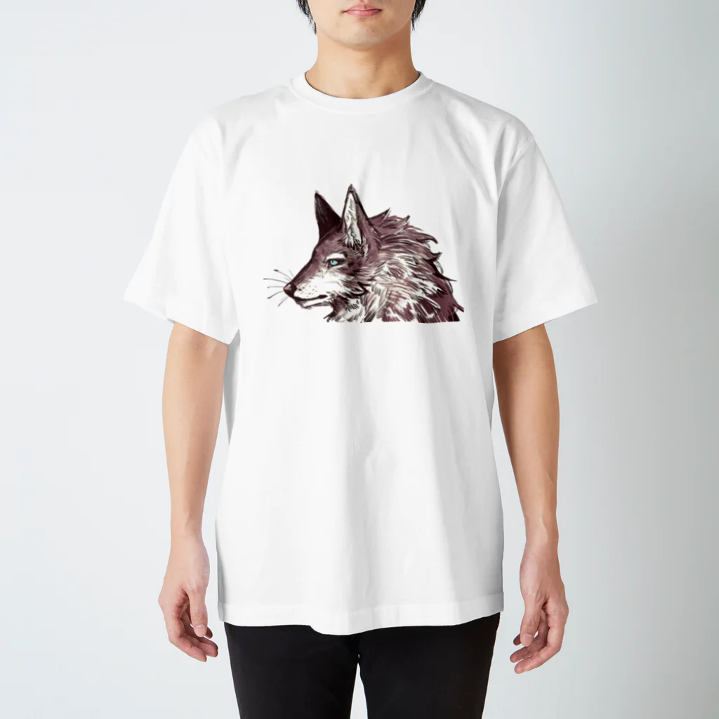 nekokingの筆ペン狼 スタンダードTシャツ