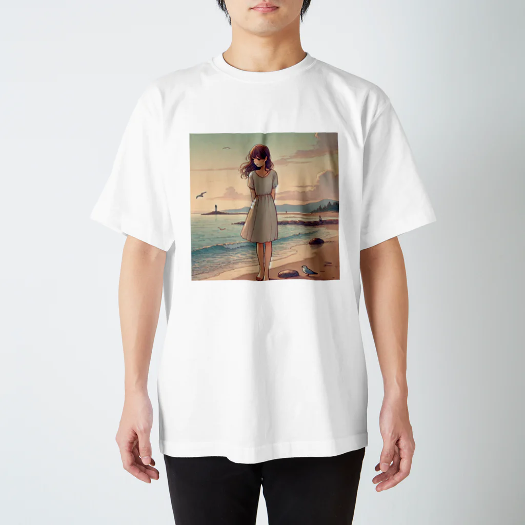 inuneko2004の海辺の女の子 Regular Fit T-Shirt