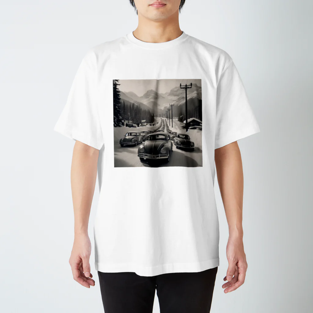 aircooled3の白黒ワーゲン大行列 Regular Fit T-Shirt