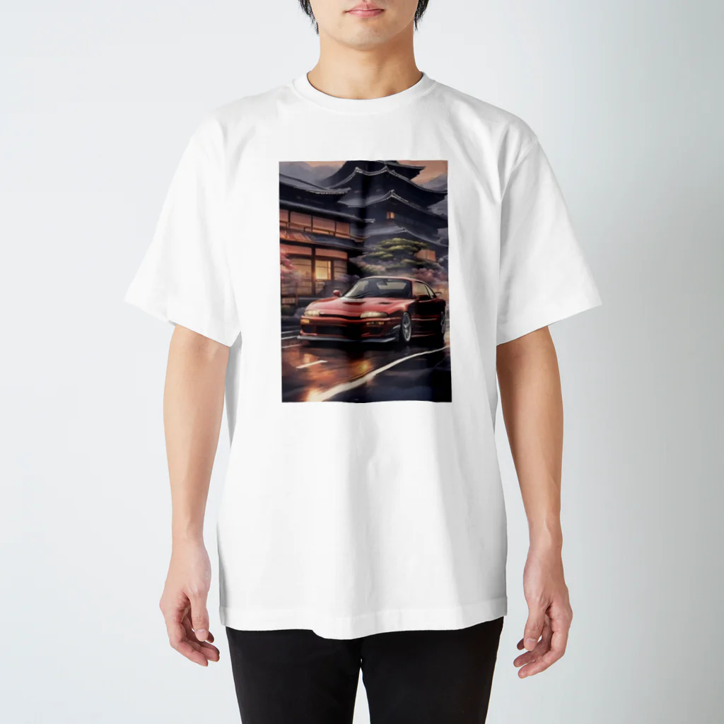 JapanCarStyleの赤いスポーツカーと日本の風景 スタンダードTシャツ