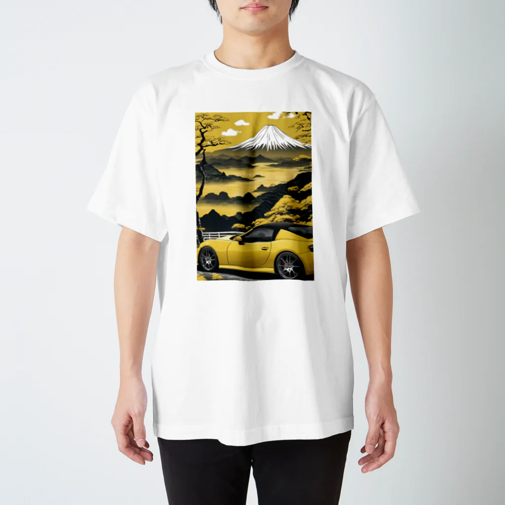 JapanCarStyleの黄色いスポーツカーと日本の風景2 Regular Fit T-Shirt