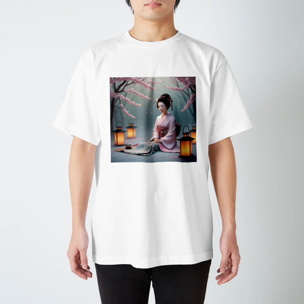 raimu-の着物女性と桜 スタンダードTシャツ